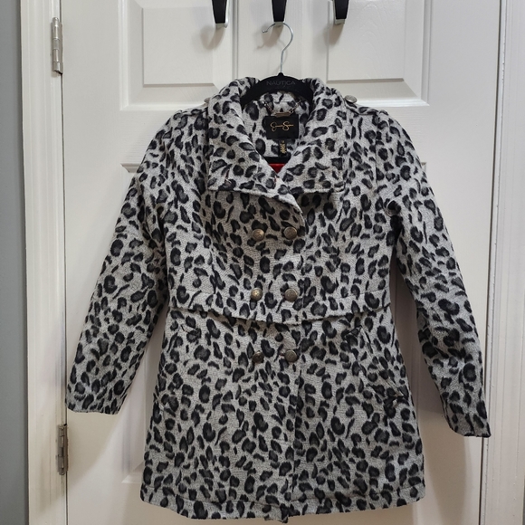 Girls Size 12 EUC Jessica Simpson leopard print coat - Picture 1 of 8